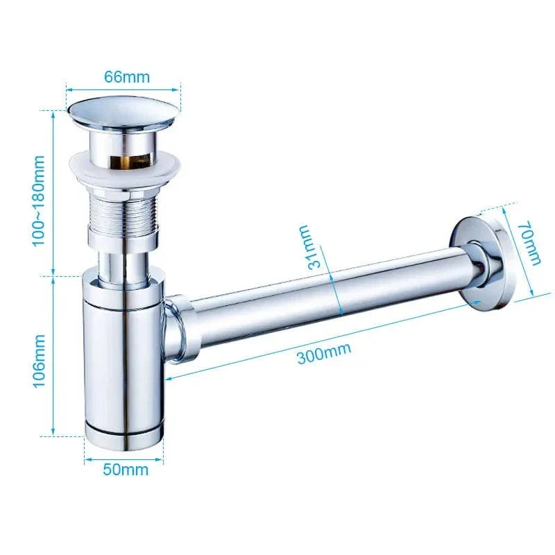 Bonde Lavabo Chrome avec Siphon et Trop-Plein Montage Complet – Ovalis