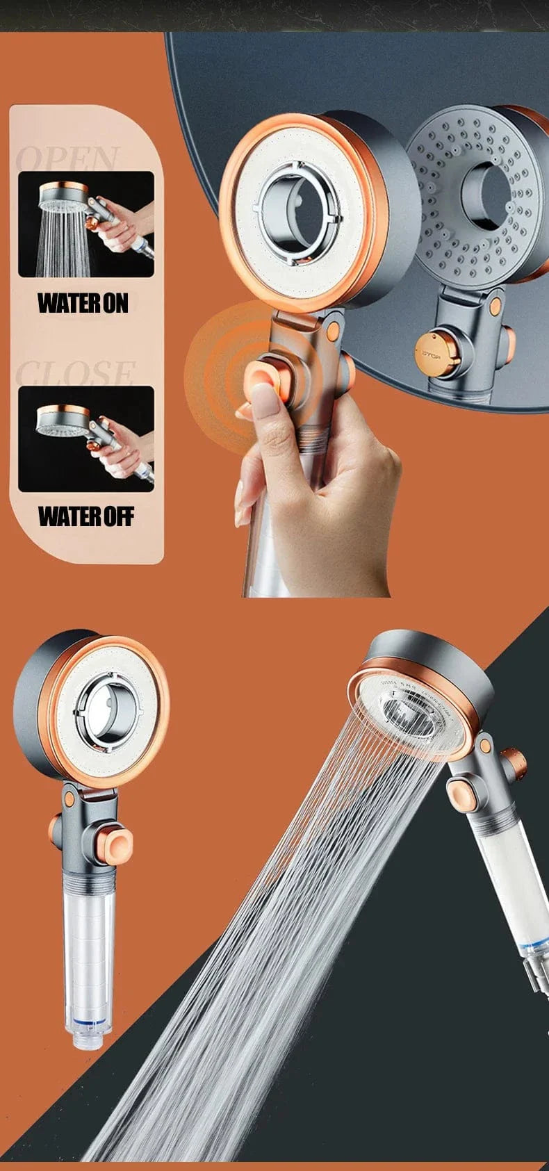 Pommeau de Douche Double Face Deux Jets en Un Économe en Eau – Pluvia