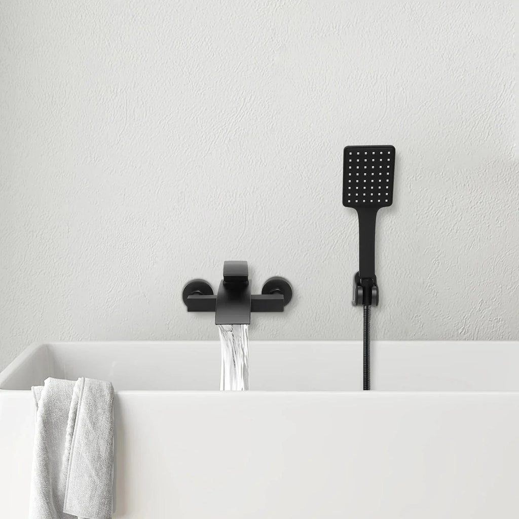 Mitigeur Baignoire Cascade Noir Mural Débit Généreux Durable – Vertane