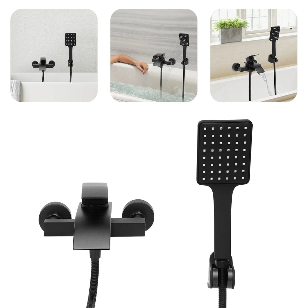 Mitigeur Baignoire Cascade Noir Mural Débit Généreux Durable – Vertane