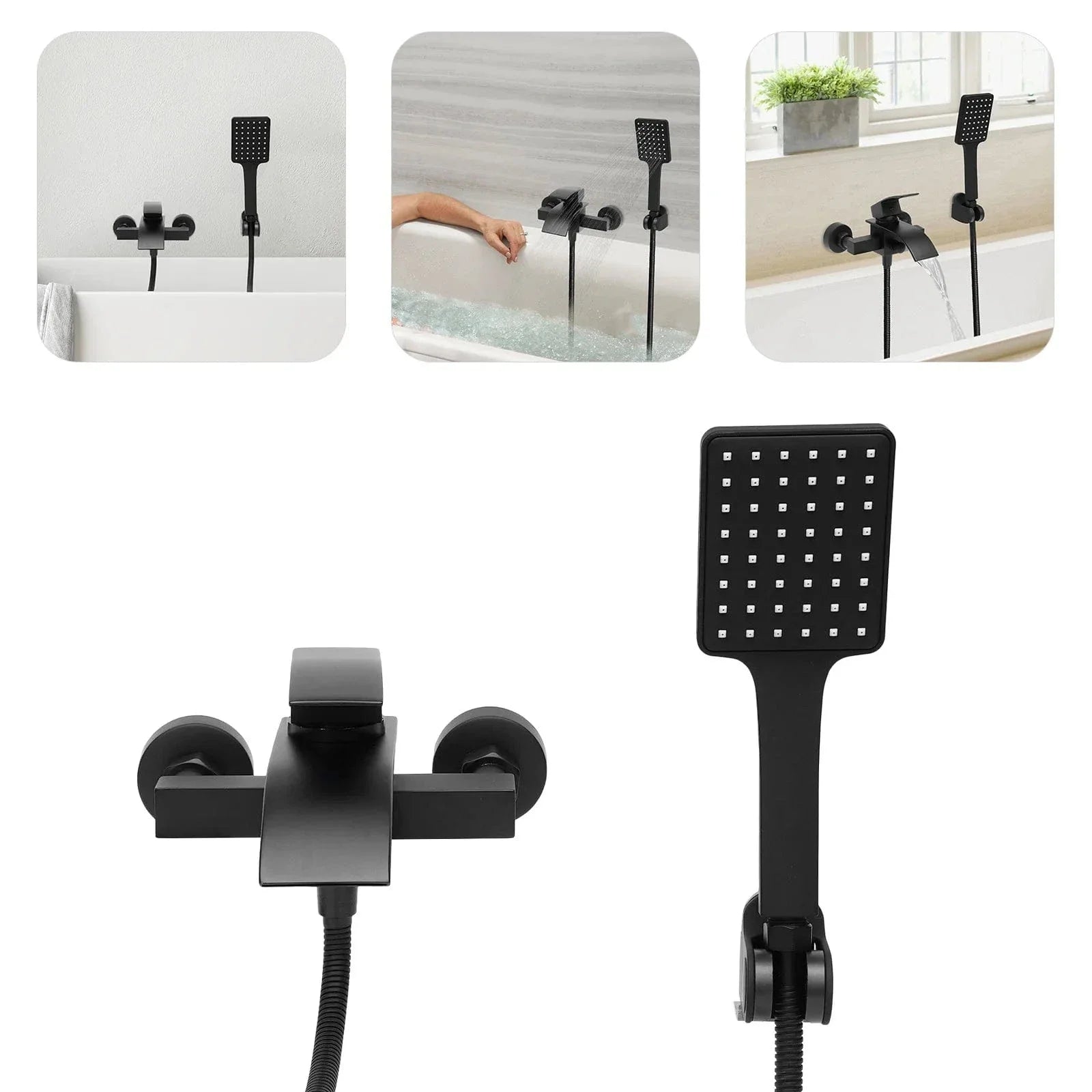 Mitigeur Baignoire Cascade Noir Mural Débit Généreux Durable – Vertane