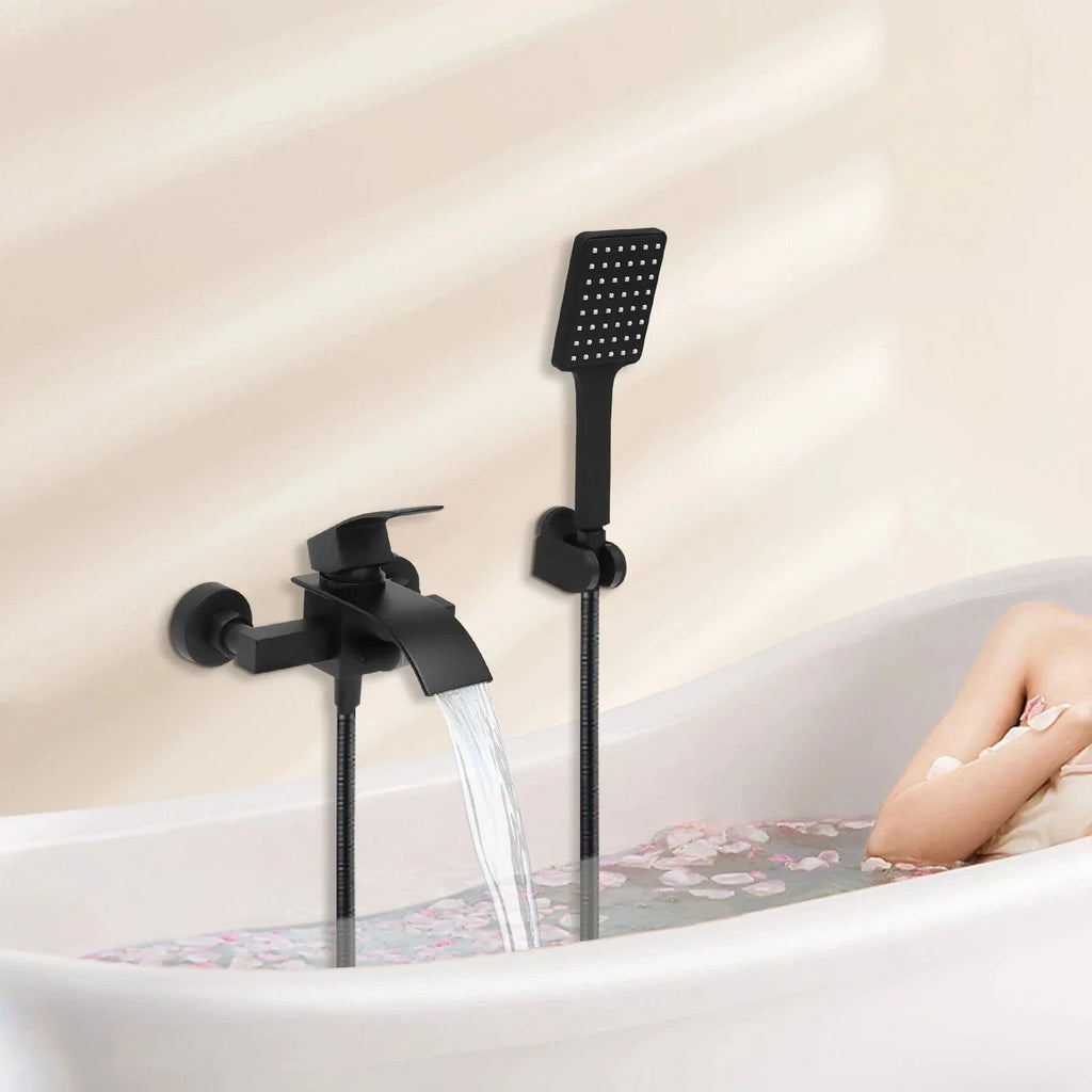 Mitigeur Baignoire Cascade Noir Mural Débit Généreux Durable – Vertane