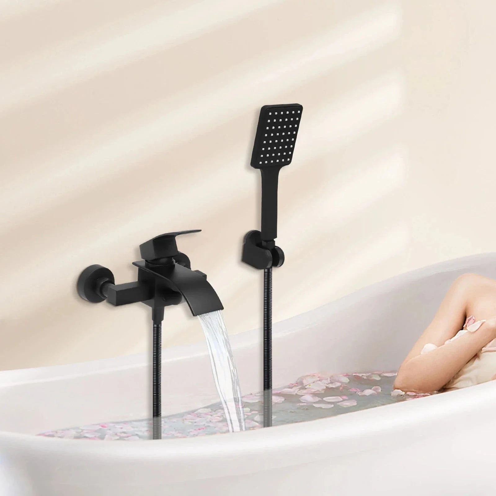 Mitigeur Baignoire Cascade Noir Mural Débit Généreux Durable – Vertane