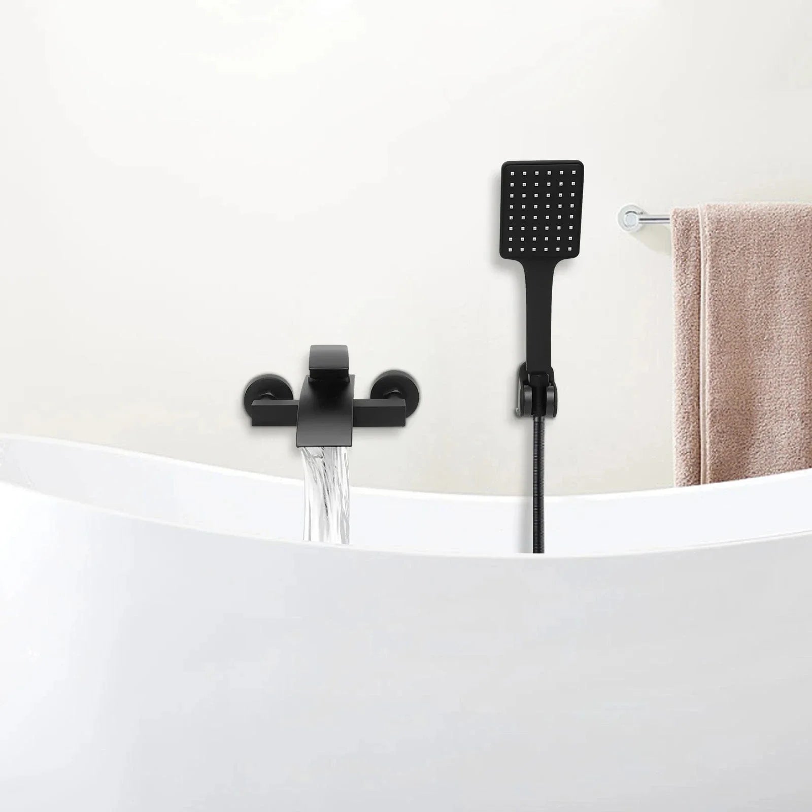Mitigeur Baignoire Cascade Noir Mural Débit Généreux Durable – Vertane