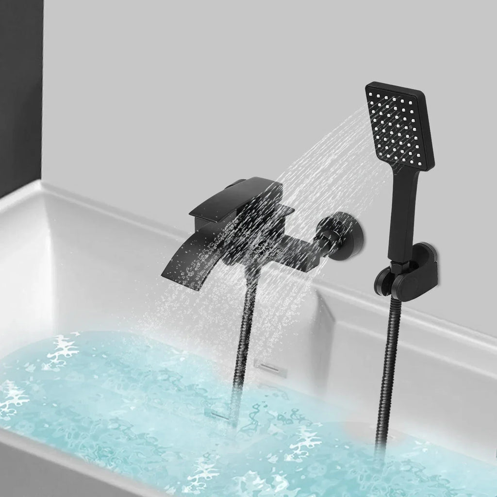 Mitigeur Baignoire Cascade Noir Mural Débit Généreux Durable – Vertane