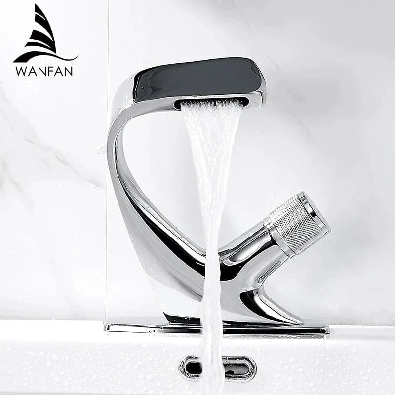 Mitigeur Lavabo Cascade Flux Large et Silencieux Design Épuré – Solvane