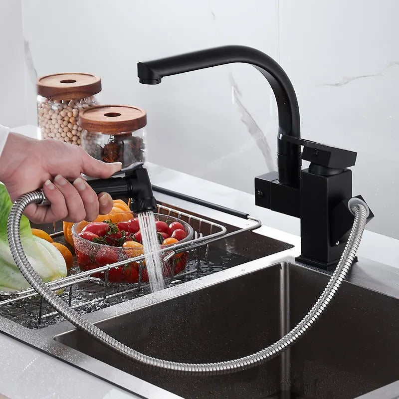 Mitigeur Cuisine 360° Douchette Noire Pivotante Design Épuré – Cuvéa
