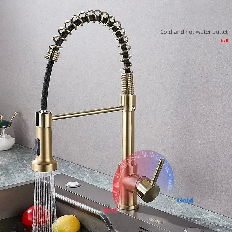 Mitigeur Cuisine Doré avec Douchette Finition Prestige Durable – Cuvéa