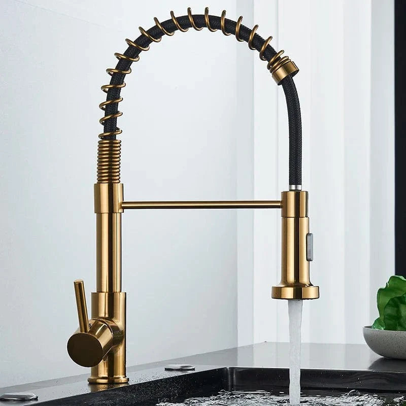 Mitigeur Cuisine Doré avec Douchette Finition Prestige Durable – Cuvéa