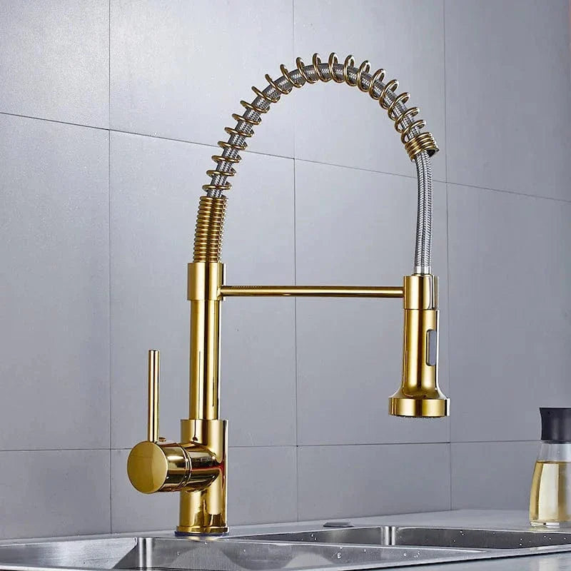 Mitigeur Cuisine Doré avec Douchette Finition Prestige Durable – Cuvéa