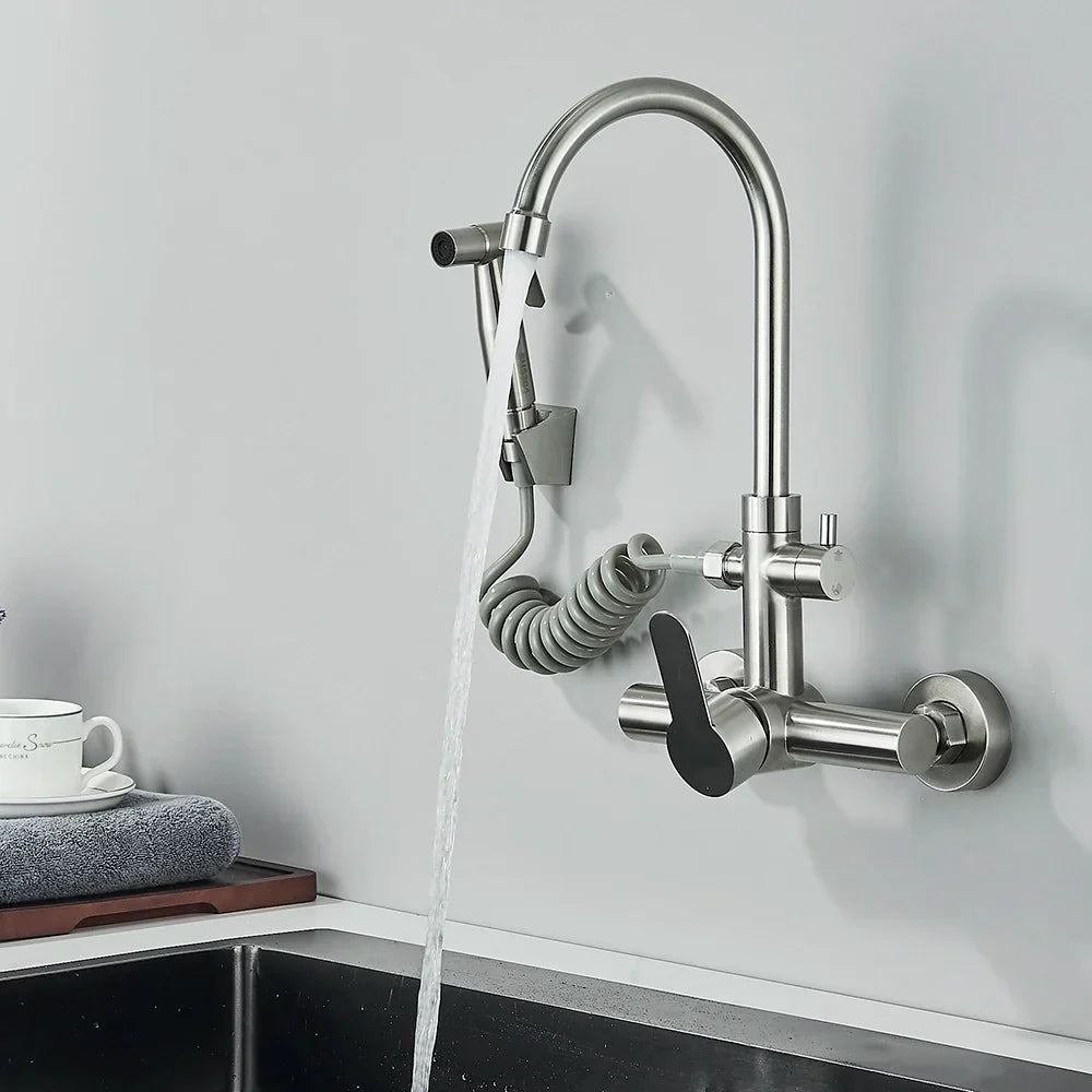 Mitigeur Cuisine Mural Douchette Inox Robuste et Fonctionnel – Cuvéa