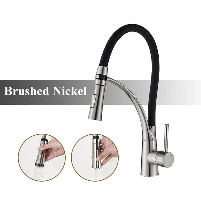 Mitigeur Cuisine avec Douchette Nickel Brossé Évier Moderne – Cuvéa