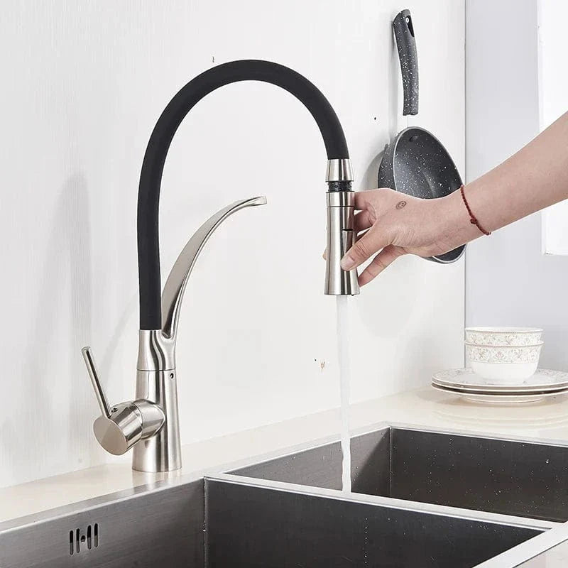Mitigeur Cuisine avec Douchette Nickel Brossé Évier Moderne – Cuvéa