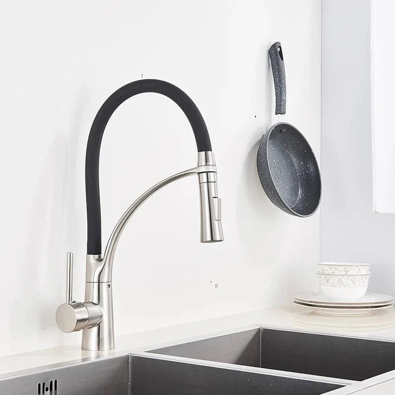Mitigeur Cuisine avec Douchette Nickel Brossé Évier Moderne – Cuvéa