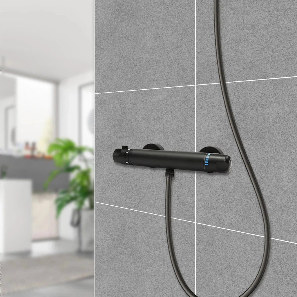 Mitigeur Douche Noir Finition Mate Anti-Traces Design Épuré – Zeltha