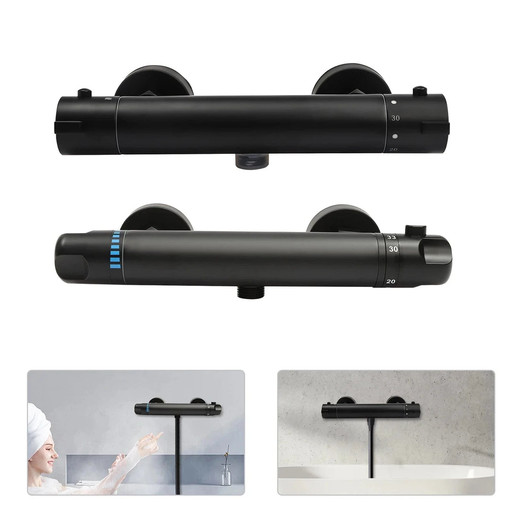 Mitigeur Douche Noir Finition Mate Anti-Traces Design Épuré – Zeltha