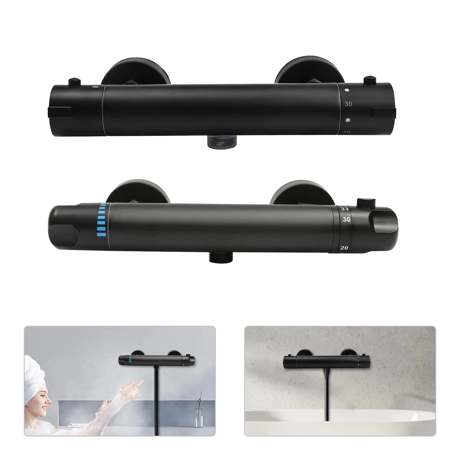 Mitigeur Douche Noir Finition Mate Anti-Traces Design Épuré – Zeltha