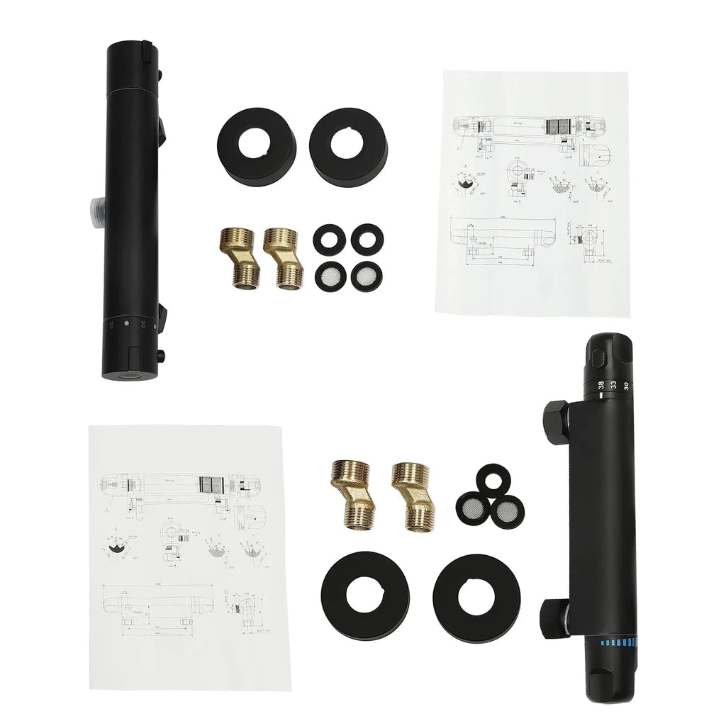 Mitigeur Douche Noir Finition Mate Anti-Traces Design Épuré – Zeltha
