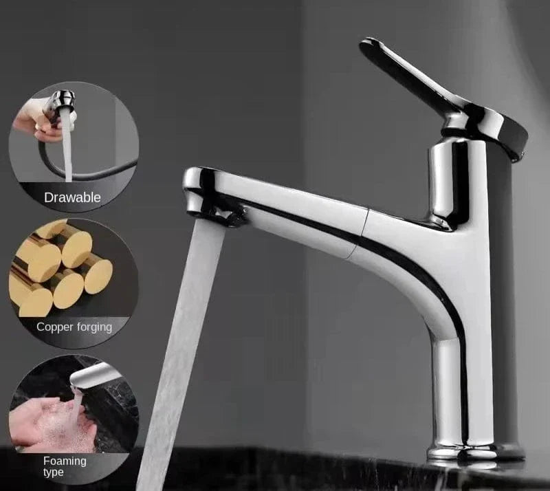 Mitigeur Lavabo avec Douchette Extractible Lavage des Cheveux Facile – Solvane