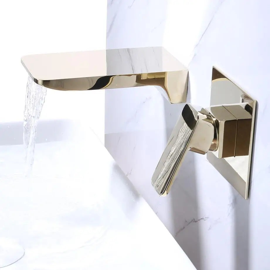 Mitigeur Lavabo Encastrable Cascade Doré Éclat Chaleureux – Solvane