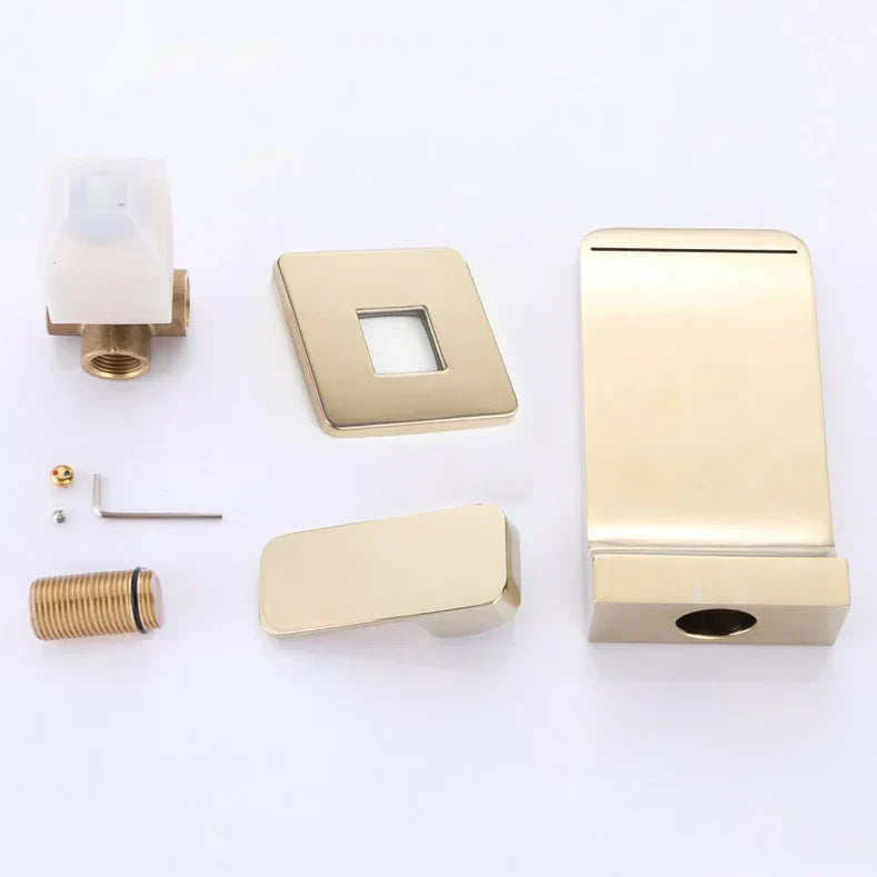 Mitigeur Lavabo Encastrable Cascade Doré Éclat Chaleureux – Solvane