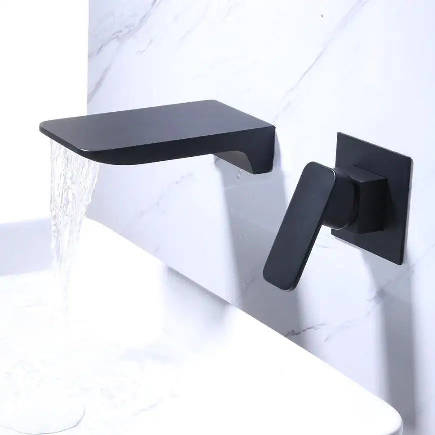 Mitigeur Lavabo Encastrable Cascade Noir Anti-Traces Moderne – Solvane