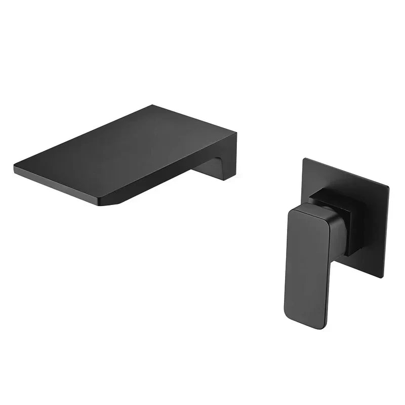 Mitigeur Lavabo Encastrable Cascade Noir Anti-Traces Moderne – Solvane