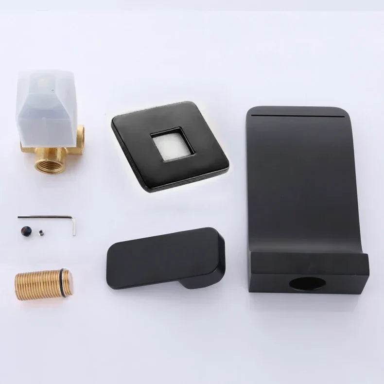Mitigeur Lavabo Encastrable Cascade Noir Anti-Traces Moderne – Solvane