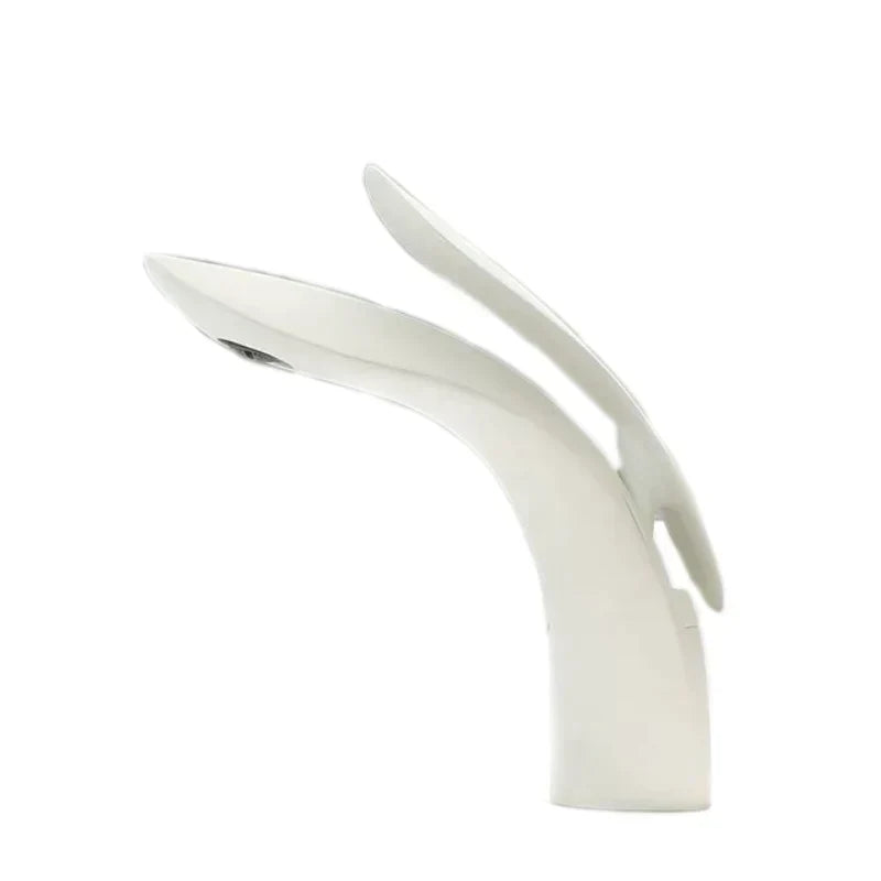 Mitigeur Lavabo Design Arrondi Blanc Douceur et Luminosité – Solvane