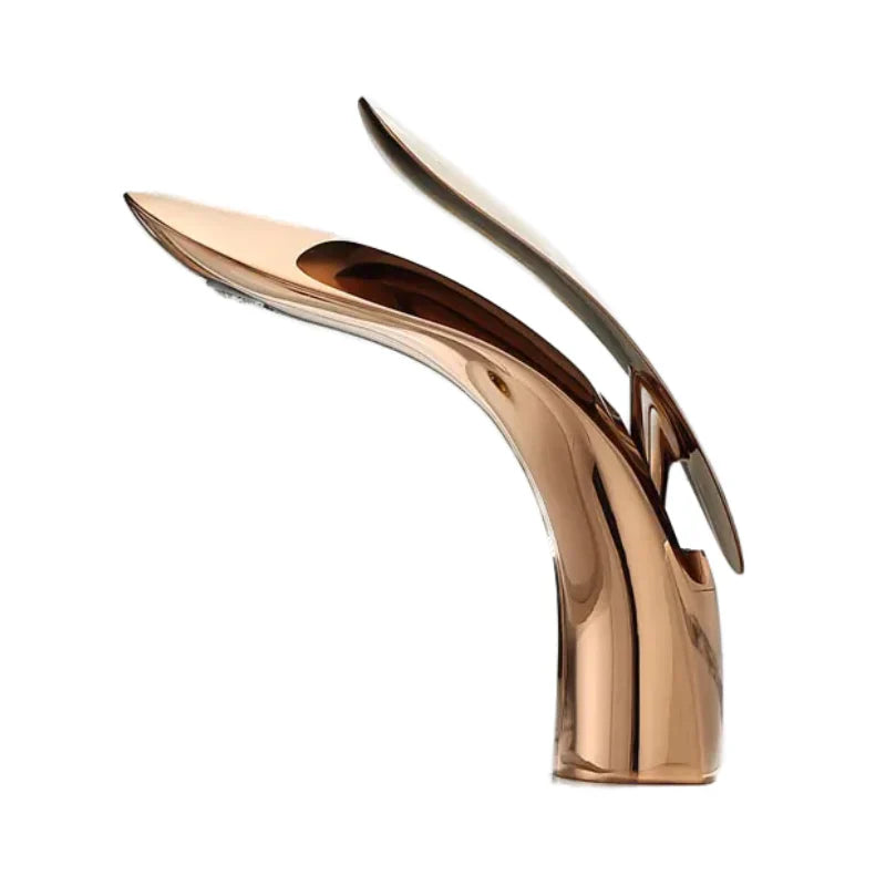 Mitigeur Lavabo Design Arrondi Doré Robinet Moderne Épuré – Solvane