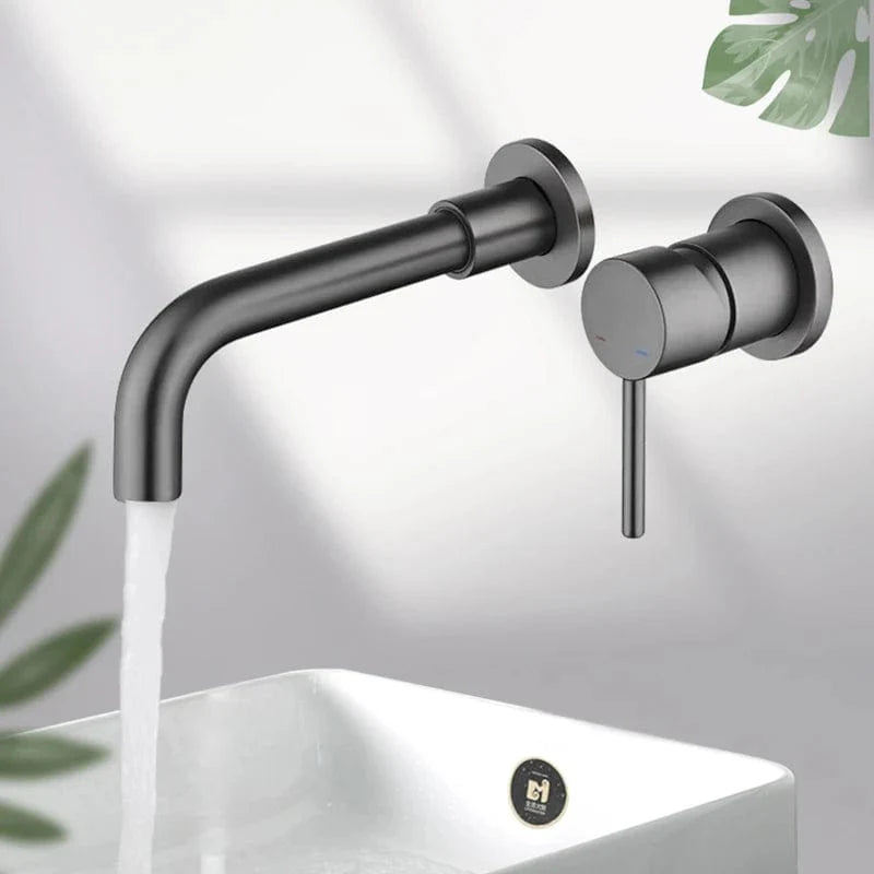 Mitigeur Mural Lavabo Laiton Noir Mat Vasque Dégagée – Solvane