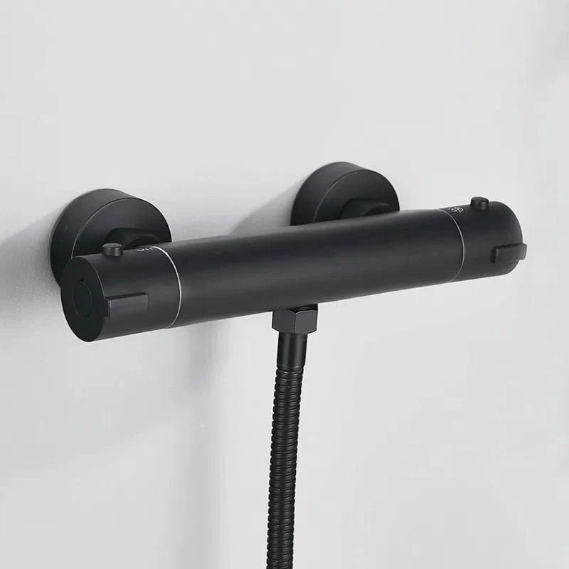 Mitigeur Thermostatique Douche Noir Laiton Sécurité Anti-Brûlure – Thermya