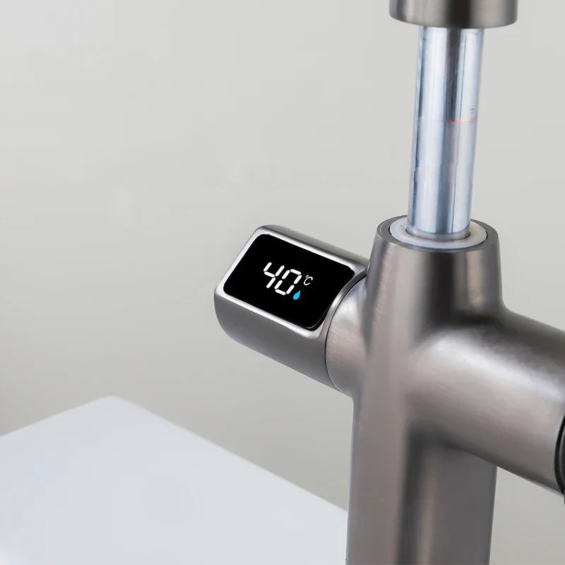 Mitigeur Thermostatique Lavabo Extractible Gris Éco Précis et Pratique – Thermya
