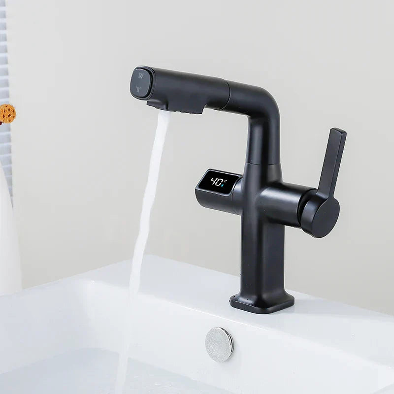 Mitigeur Thermostatique Lavabo Extractible Noir Confort et Précision – Thermya