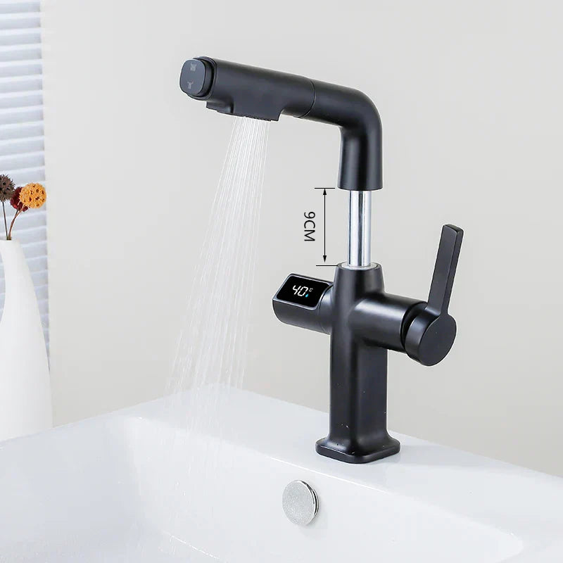 Mitigeur Thermostatique Lavabo Extractible Noir Confort et Précision – Thermya