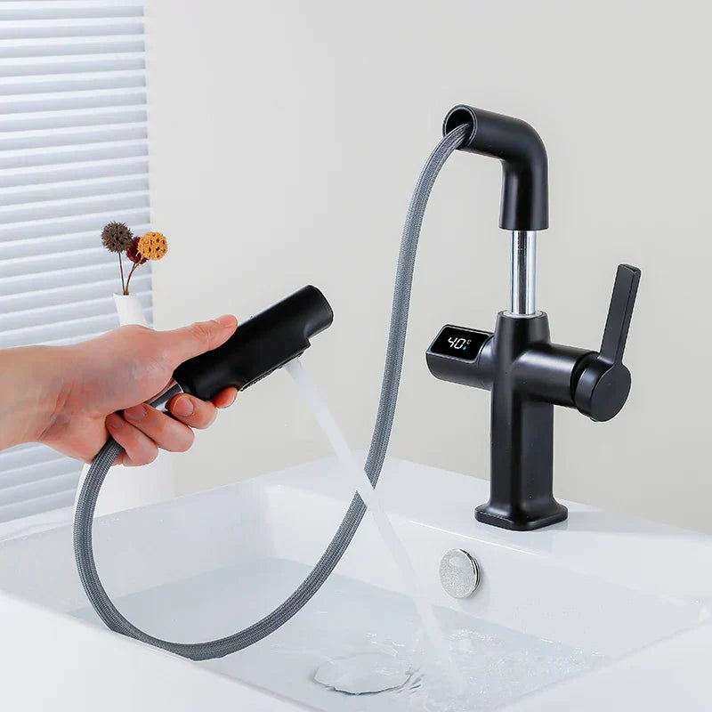 Mitigeur Thermostatique Lavabo Extractible Noir Confort et Précision – Thermya