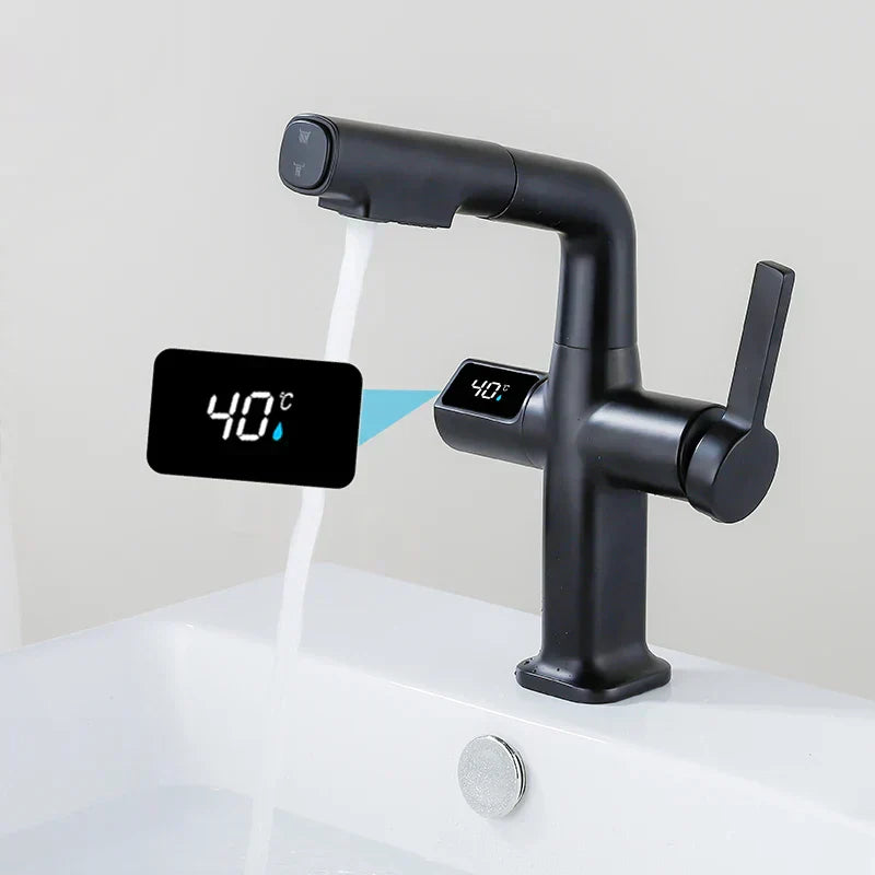 Mitigeur Thermostatique Lavabo Extractible Noir Confort et Précision – Thermya