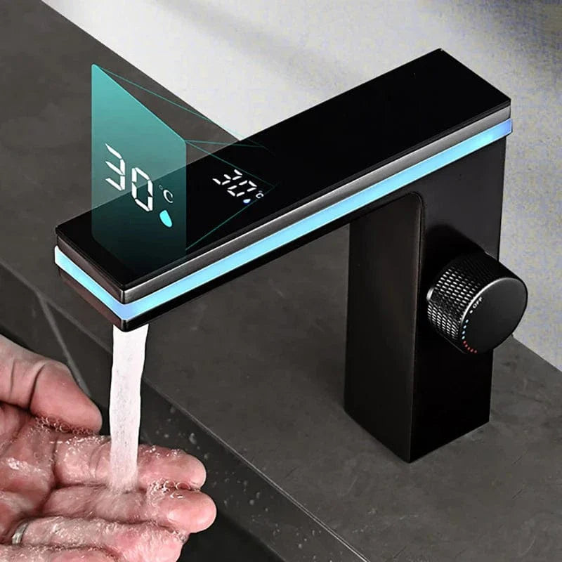 Mitigeur Thermostatique Lavabo LED Température Visible d'un Coup d'Œil – Thermya