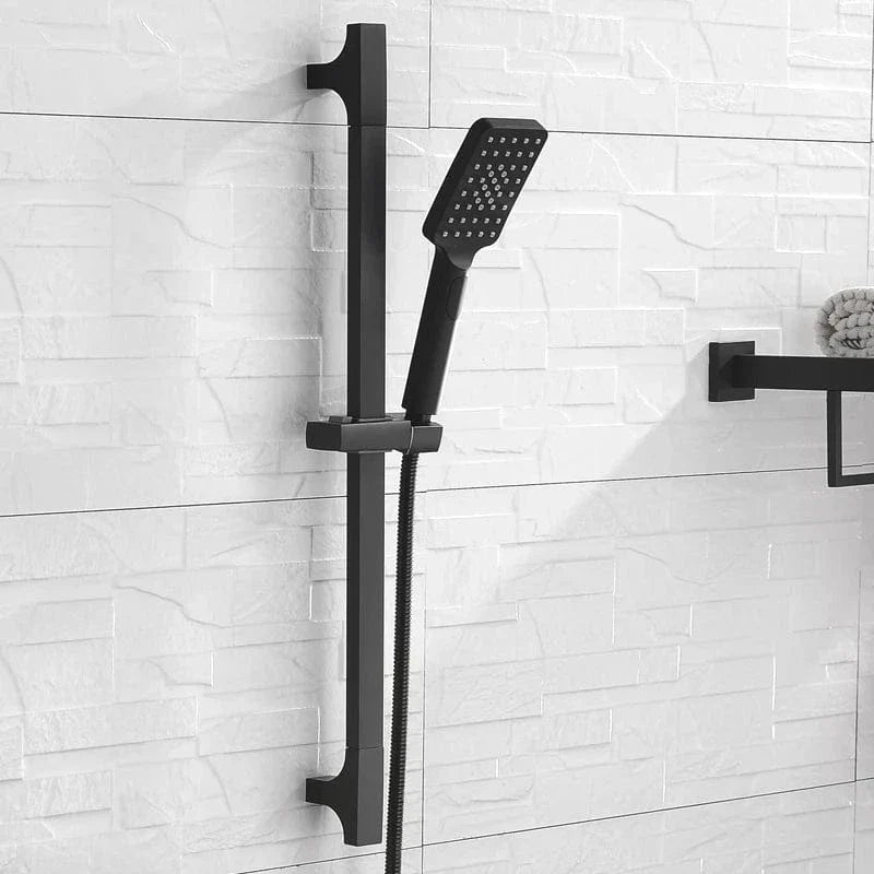 Pommeau de Douche avec Barre Coulissante Noire Hauteur Réglable – Pluvia