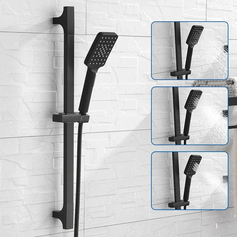 Pommeau de Douche avec Barre Coulissante Noire Hauteur Réglable – Pluvia