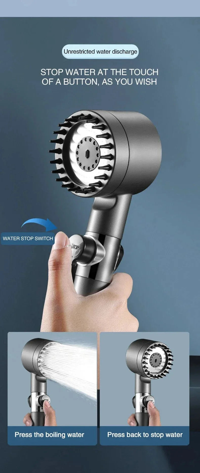 Pommeau de Douche Haute Pression 3 Modes de Jet au Choix – Pluvia