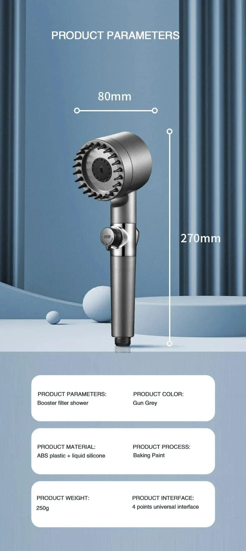 Pommeau de Douche Haute Pression 3 Modes de Jet au Choix – Pluvia