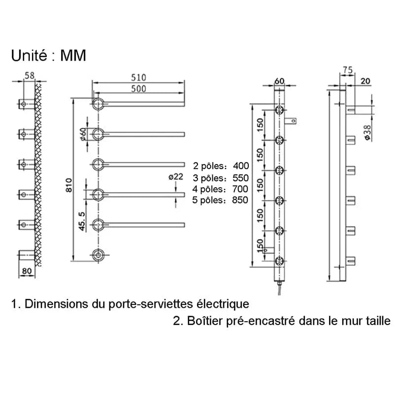 Porte-Serviettes Chauffant Électrique Serviette Tiède et Sèche – Linora