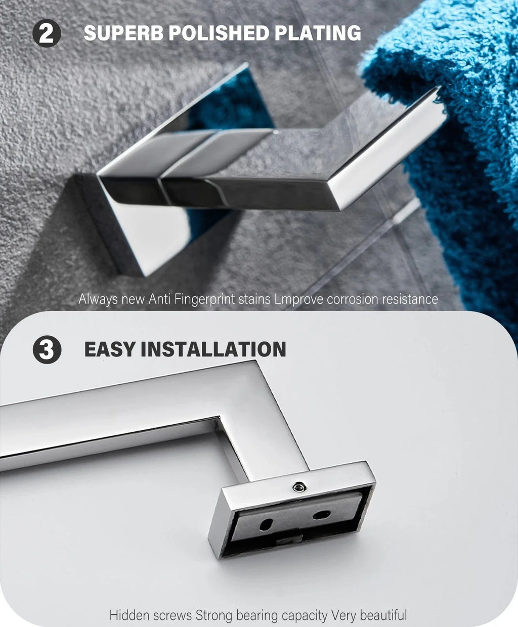 Porte-Serviettes Mural Acier Inoxydable Robuste et Discret – Linora