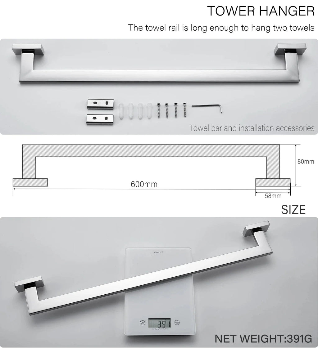 Porte-Serviettes Mural Acier Inoxydable Robuste et Discret – Linora