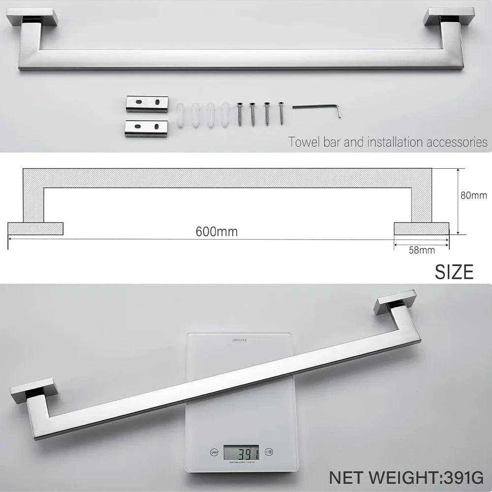 Porte-Serviettes Mural Acier Inoxydable Robuste et Discret – Linora