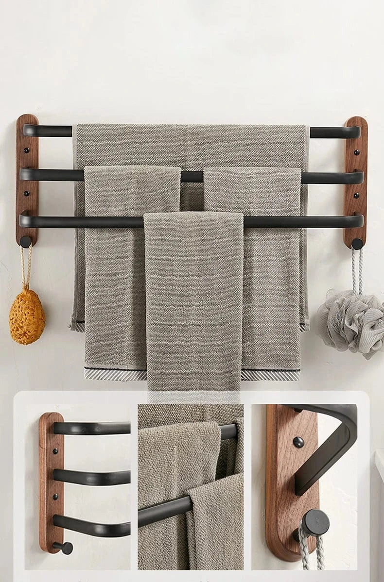 Porte-Serviettes Mural Bois Massif Chaleur et Robustesse – Bambeo