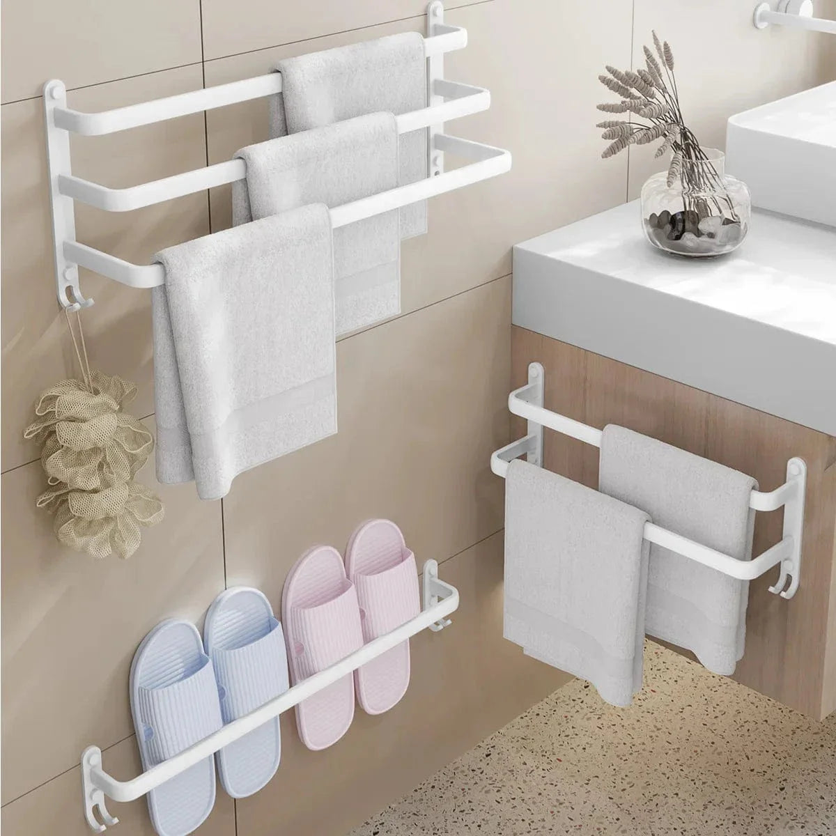 Porte-Serviettes Salle de Bain Rangement Moderne Pose Rapide – Linora