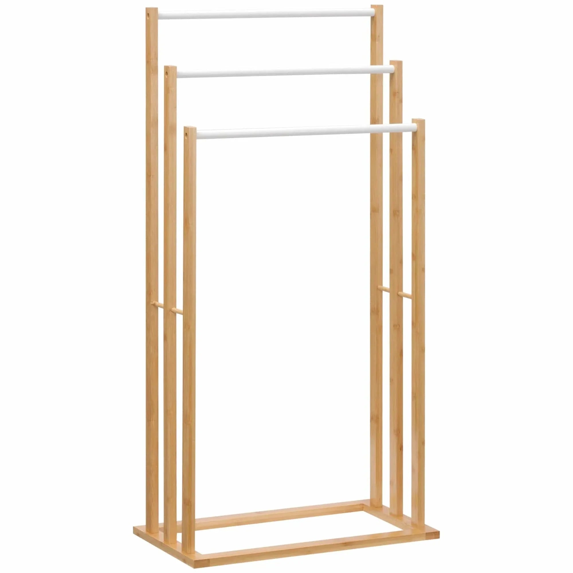 Porte-Serviettes sur Pied Bambou 3 Barres Séchage Optimal – Bambeo
