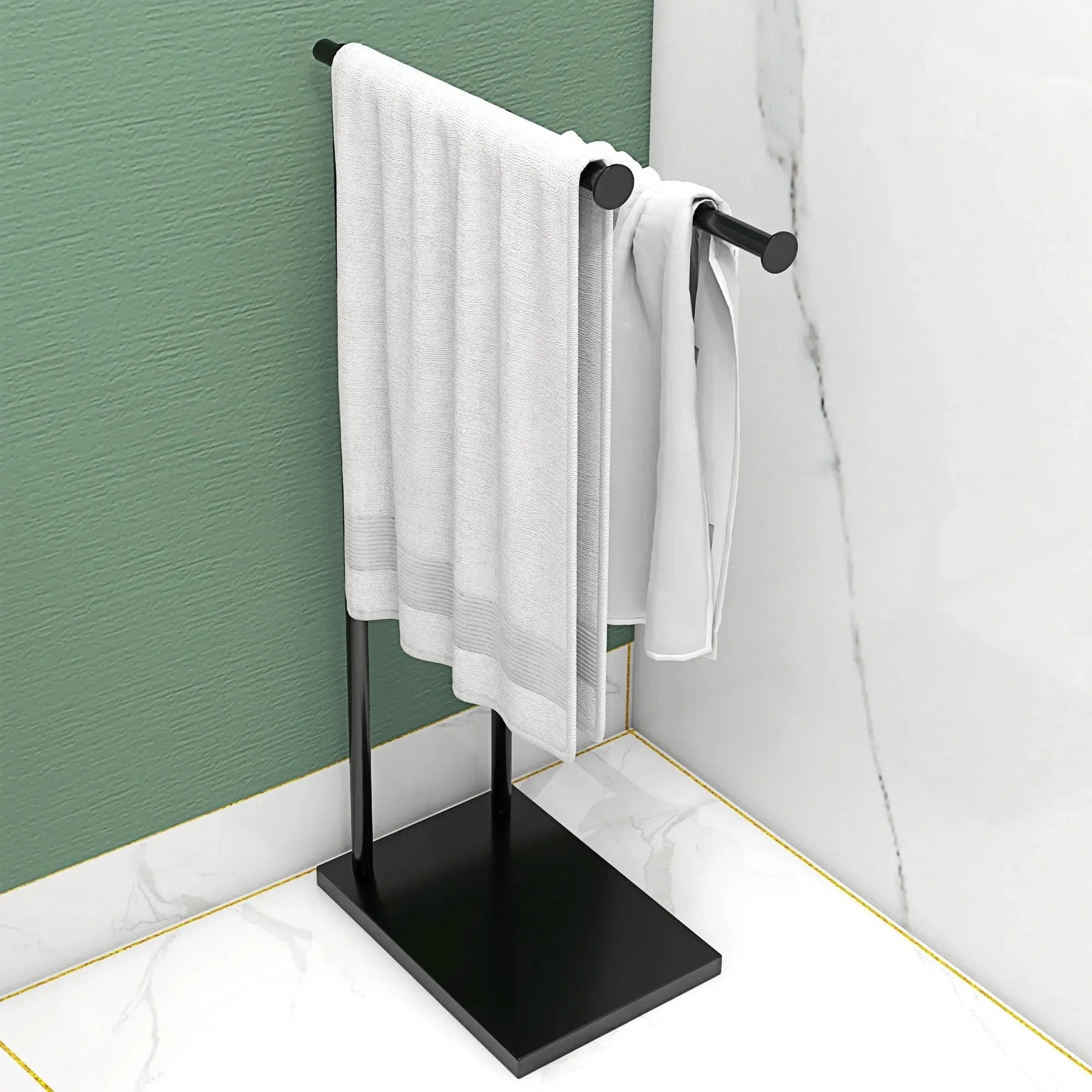 Porte-Serviettes sur Pied Noir Forme en L Gain de Place – Chalys